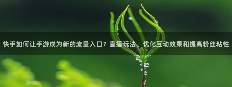 河豚体育直播下载：快手如何让手游成为新的流量入口？直播玩法、优化互动效果和提高粉丝粘性